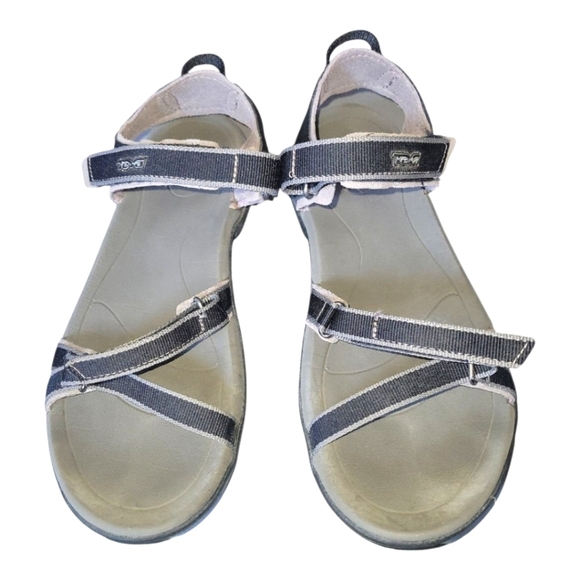 Teva Women's Verra Black and Gray Strappy Hiking Hook & Loop Sandals Sz 8 - Picture 1 of 9